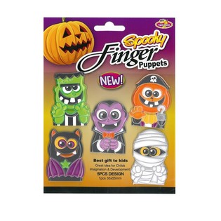 HALLOWEEN 5x L&Auml;SKIGA FINGERDOCKOR P&Aring; KORT (48 st)