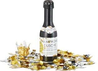 Konfettikanon Champagneflaska 31 cm &ndash; Silver/Guld (4-pack)