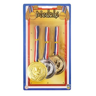 Set med 3 Vinnarmedaljer på Kort (Guld, Silver, Brons) 6st.