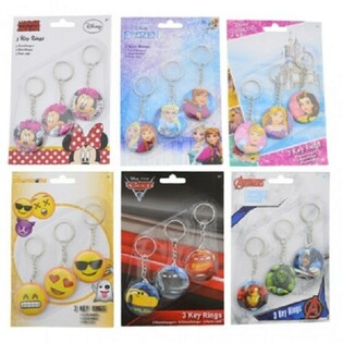MIX DISNEY Nyckelringar 3-pack p&aring; Kort (24 Kort x 3 st)