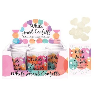 VIT HJÄRTA BRÖLLOPSCONFETTI I DISPLAY (24 st)
