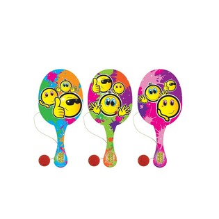 Smiley Paddelracket med Boll (12-pack)