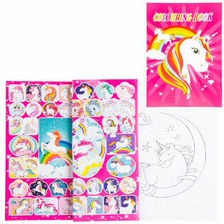 Unicorn Målarbok A4 med Klistermärken (12 stycken)