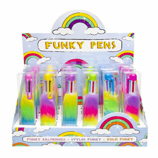 FLUFFIG KULSPETS-PENNA MED 6 INBYGGDA F&Auml;RGER - I DISPLAY (24 st)