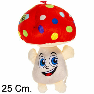 STOR PLYSCHSVAMP MED ANSIKTE - 25 CM - MIXADE FÄRGER (6 st)