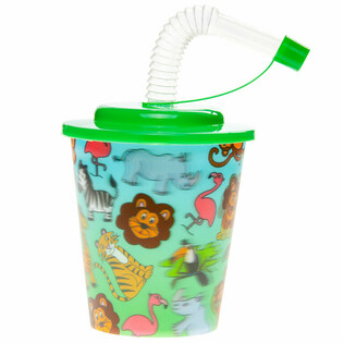 Dryckesmugg / Ismugg med Sugr&ouml;r - Djungeldjur (12-pack)