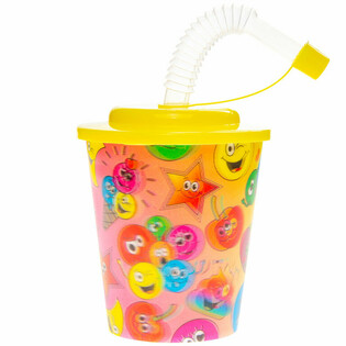 Mugg med sugrör / Glassbägare – Smiley, 250 ml (12-pack)