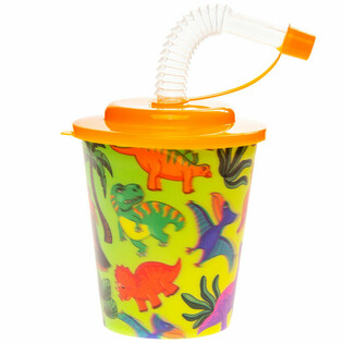 Dinosaurus Dryckes-/Glassbägare med Sugrör - 250ml (12 st)