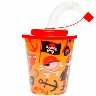MUGG / GLASSMUGG MED SUGRÖR – PIRAT (12 st.)