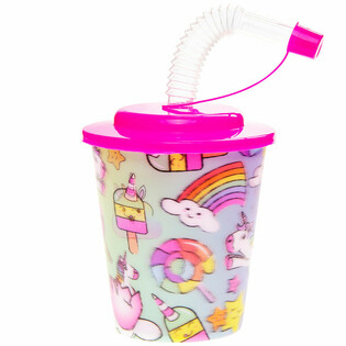 DRICKMUGG / GLASSMUGG MED SUGRÖR – UNICORN (12-pack)
