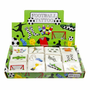 Fun Tattoos Fotboll - Display med 48 Förpackningar (12 Tatueringar per förpackning)