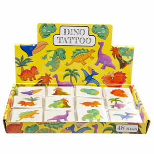 FUN TATTOOS - DINOSAURIE, Varje förpackning 12x Tatueringar (48 st.)