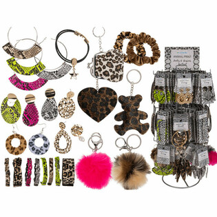 **MEGA-BILLIGT** KOMPLETT DJURM&Ouml;NSTRAD DISPLAY MED SMYCKEN OCH ACCESSOARER (180 st)