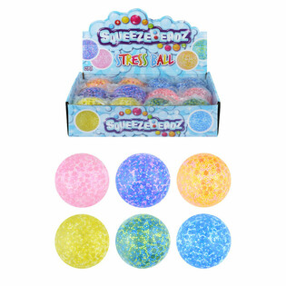 Squeeze-boll med pärlor stressboll Ø7cm i display (12 st.)