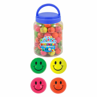 Studsbollar Smiley &Oslash;3,3cm - Burk med 72 st