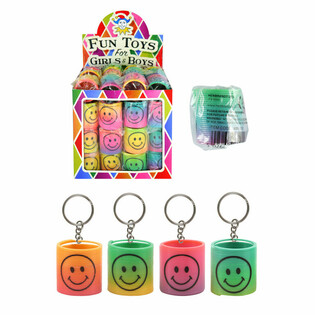 Smiley Regnbåge Spiral Nyckelring i Display (60 st)