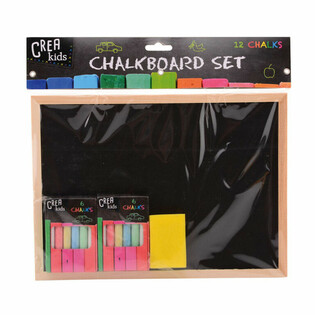 CREA KIDS Krita och Svart tavla-set 29x21CM med Krita & Svamp (12 st.)