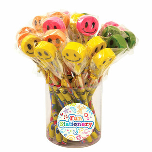 Glada Smiley-pennor med suddgummi (24-pack)