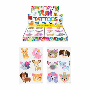 Fun Tattoos: Katter & Hundar (Display med 96 st)