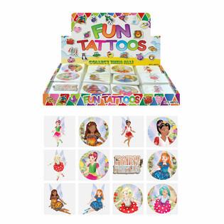 FUN TATTOOS - MODELL: ÄLVA / FAIRY, Varje förpackning med 12x Tatueringar I DISPLAY (48 st.)