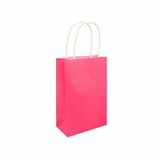 PAPPERSKASSE MED HANDTAG - 14x21x7cm - F&auml;rg: NEONROSA (24 st)