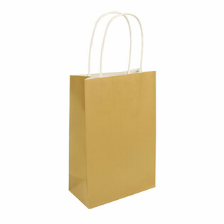 PAPPERSKASSE MED HANDTAG - 14x21x7 cm - GULD (24-pack)