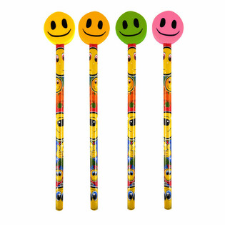 Glad Smiley-Blyertspenna med Suddgummi (24-pack)
