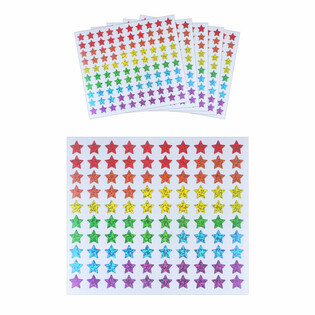 FUN STICKERS - FÄRGGLADA STJÄRNOR KLISTERMÄRKEN - 100 STYCKEN PER ARK (5 st.)
