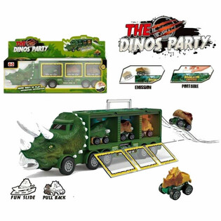 DINOSAURIELASTBIL MED 3 DINO-BILAR - LEKSET I STOR PRESENTFÖRPACKNING