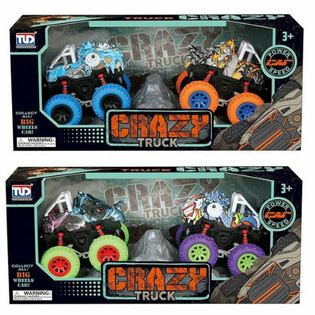 2-DELAT Set Friktionsdrivna Dinosaurie-Monstertruckar i Lyxig Box - Mix