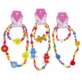 F&auml;rgglatt Set med Barnhalsband + Armband i Tr&auml; (48 st.)