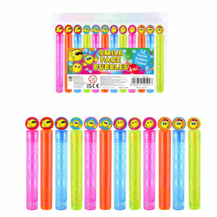 Färgglada Smiley såpbubblor stavar (1 pack med 12 st)