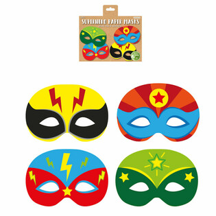 ECO FRIENDLY - SUPERHJ&Auml;LTEMASKER AV PAPPER (1 f&ouml;rpackning om 12 st.)