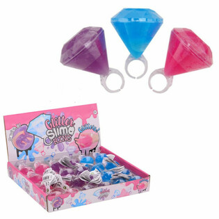 GLITTER SLIME-RINGAR I DISPLAY (24 st)