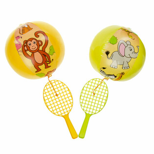 PADDELRACKET MED BOLL - DJUNGELDJUR (12 st)
