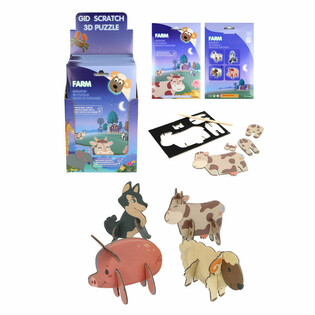 SCRATCH 3D-PUSSEL - BONDEGÅRDSDJUR DISPLAY (18 styck)