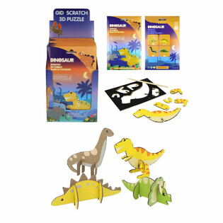 SCRATCH 3D Dinosaurie-pussel - Display (18 styck)
