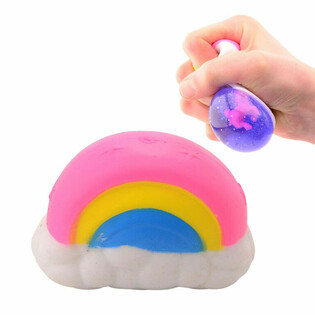 Regnbåge Unicorn Klämboll i Display (12-pack)