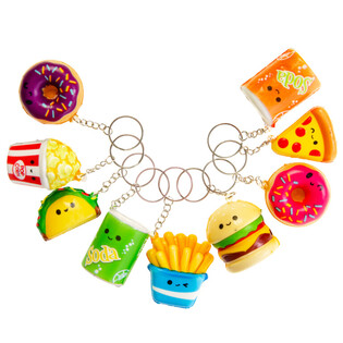 SQUISHY FASTFOOD NYCKELRINGAR I DISPLAY (24 st)