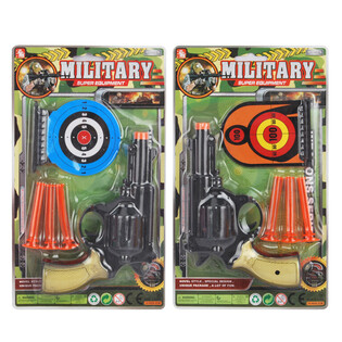 Milit&auml;rt Pistolset med 3 Sugproppar & M&aring;ltavlor (6-pack)