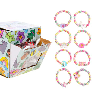 ELASTISKA TRÄARMBAND FÖR FLICKOR - I DISPLAY (100 st)