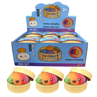 RAGE - RAINBOW Squishy Bun Dumplings STOR (8.5 x 8.5 x 4.8 Cm) - Viral 2026 Fidget Toy (12st)