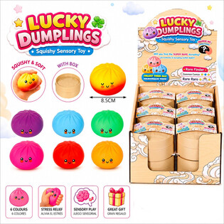 RAGE - LUCKY DUMPLINGS - Squishy Bun Dumplings STOR M&aring;tt 8.5 x 8.5 x 4.8 Cm - I DISPLAY (12 st)