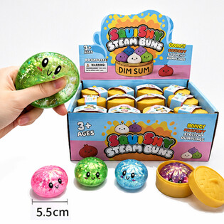 RAGE - Squishy GLITTER Bun Dumplings LITEN (Mått 5.5 x 5.5 x 3 cm) - Viral 2026 Fidget Toy (24-pack)
