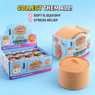 RAGE - Squishy SUGAR EDITION Bun Dumplings LITEN (5.3 x 5.3 x 4.1 cm) Viral 2026 Fidget Toy (24-pack)