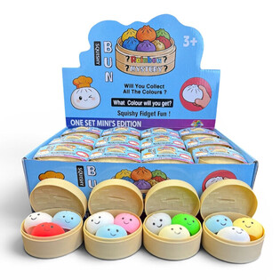 RAGE - Squishy MINI’S EDITION Bun Dumplings LITEN (5.3 x 5.3 x 4.1 Cm) Viral 2026 Fidget Toy (24-pack)