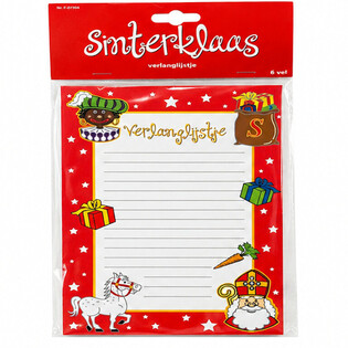 SINTERKLAAS &Ouml;NSKELISTA - 6 BLAD PER F&Ouml;RPACKNING (1 st.)