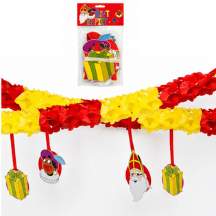 Sinterklaas & Piet Girlang med H&auml;ngen - 4 m (6 st)