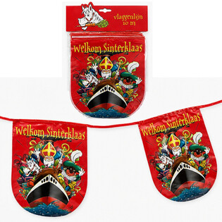 SINTERKLAAS - VIMPELGIRLANG "WELKOM SINTERKLAAS" - LÄNGD: 10 Meter (6 st)