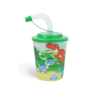 Mugg / Glassbägare med Sugrör - Dinosaurie (12 st)